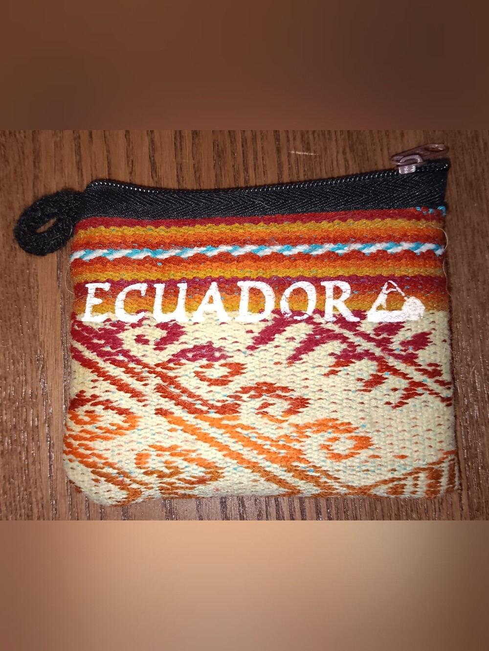 Ecuador Woven Coin Purse in Orange and Red - Ethnic Pattern